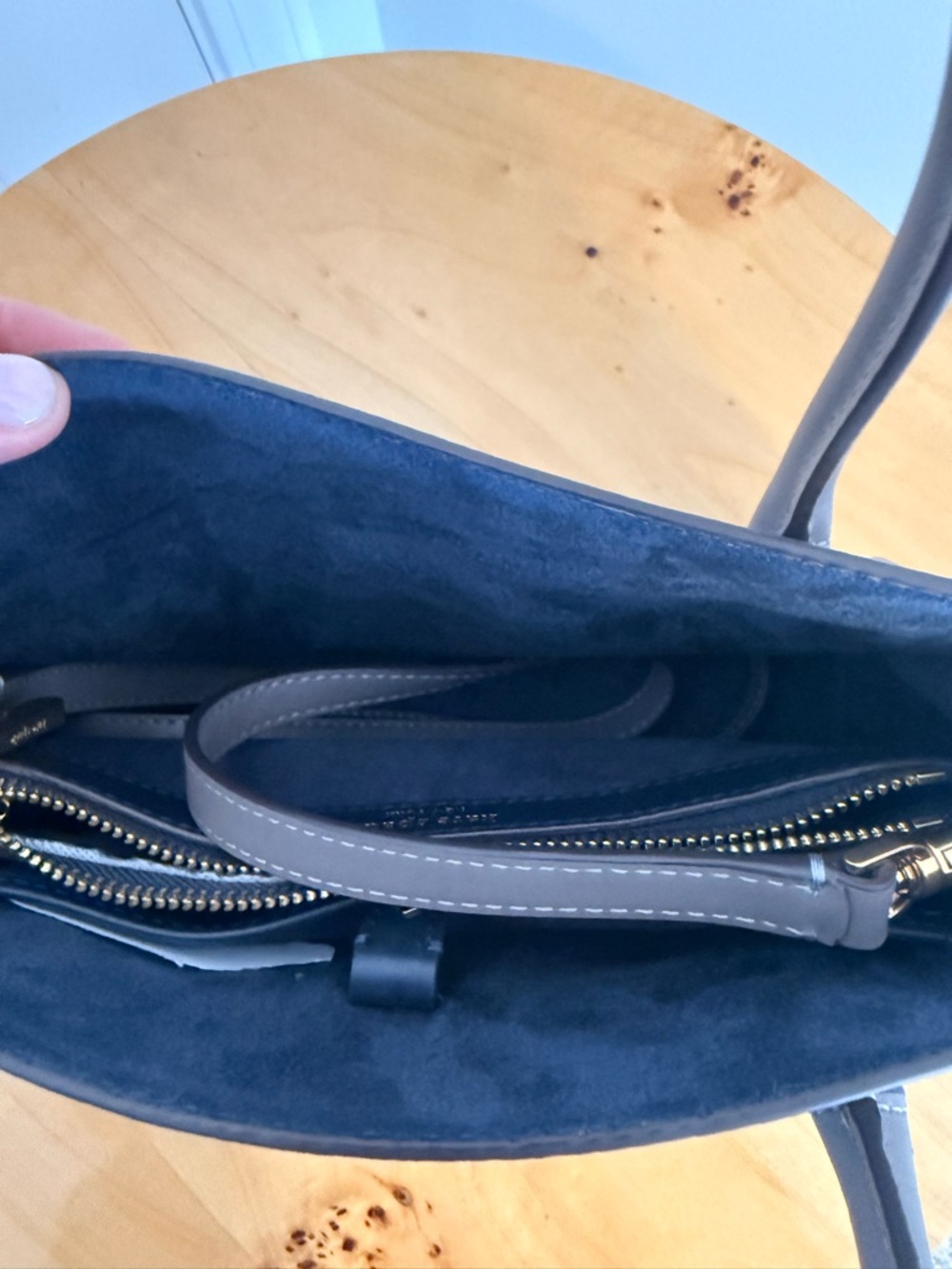 kate spade gray taupe satchel with gold hardware - Picture 3 of 3